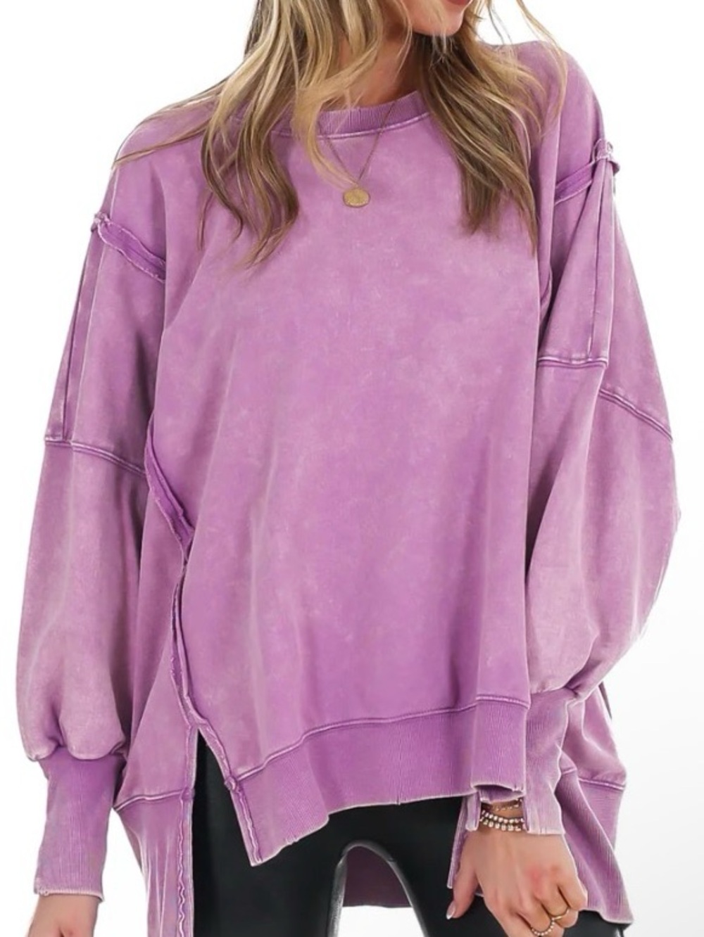 Organic pigment Zenana Purple Oversized Women's Sweatshirt